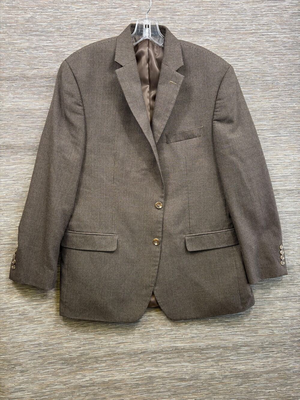 Chaps Blazer Mens 44 Brown Check Polyester Rayon Tweed Classic Sport Coat Jacket